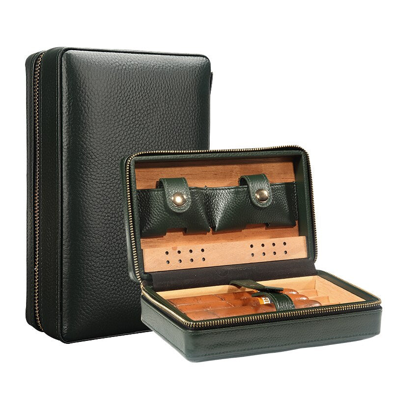 Hermes Gray Wood Veneer Leather Cedar Men's Cigar Humidor Storage Case in  Box