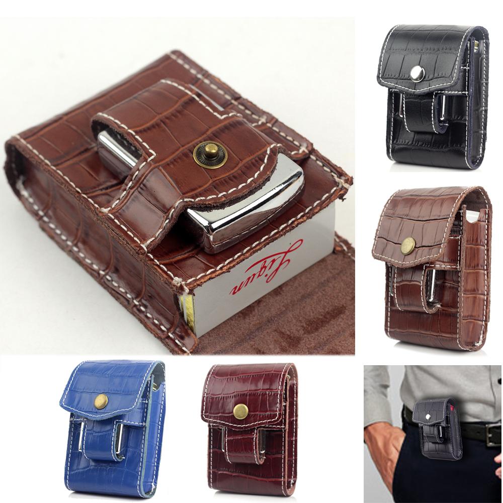 Crocodile Pattern Genuine Leather Cigarette Case Holder with Lighter Pocket  92812CR (C) 