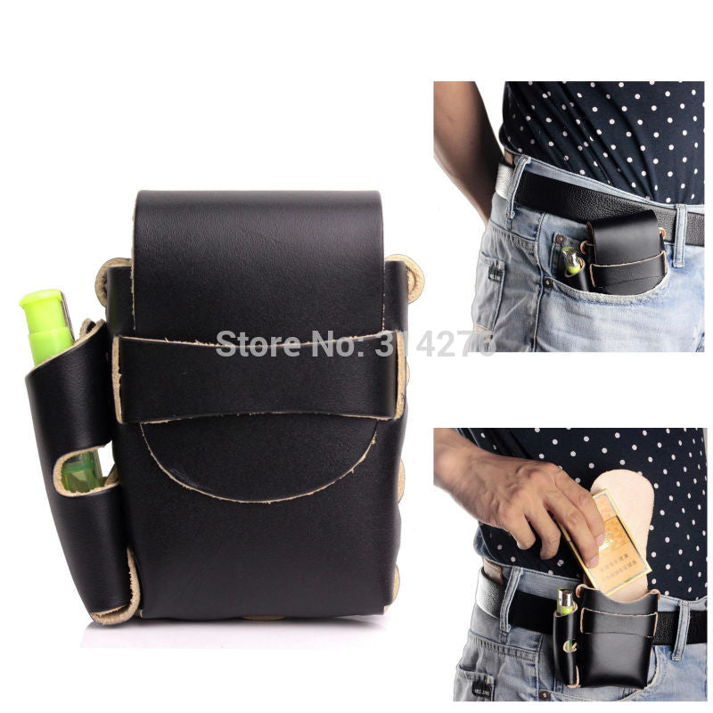 Handmade Genuine Leather Windproof Cigarette Lighter Bag Small Box Case For  one-time Lighter Super Match Cover Men Box Holder